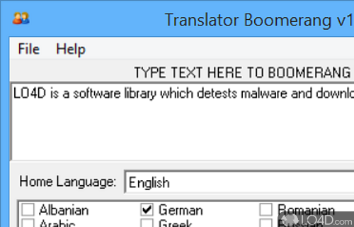 User interface - Screenshot of Boomerang Translator