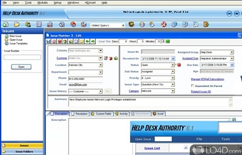Screenshot of BridgeTrak Help Desk Software - Help desk and issue trouble ticket tracking software