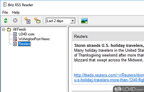 Screenshot of Briz RSS Reader - User interface
