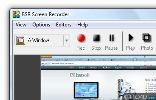 Screenshot of BSR Screen Recorder - User interface
