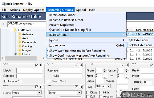 Rename files in bulk - Screenshot of Bulk Rename Utility