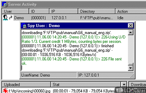 Screenshot of BulletProof FTP Server - Full-featured FTP server that features multi-user
