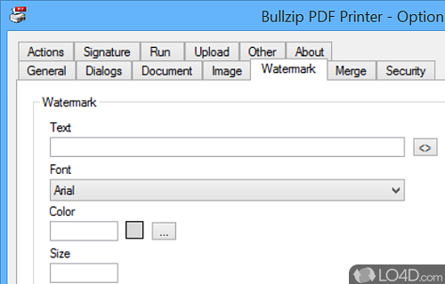 Virtual printer to generate PDF with watermark, password - Screenshot of Bullzip PDF Printer