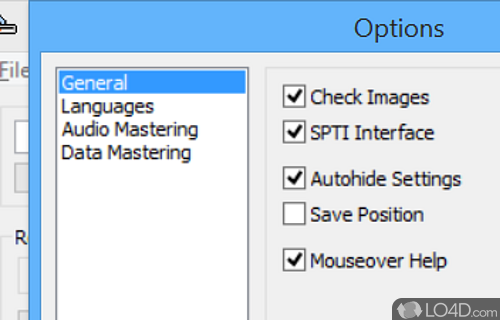 Erase disc contents and set up particular parameters - Screenshot of Burnatonce