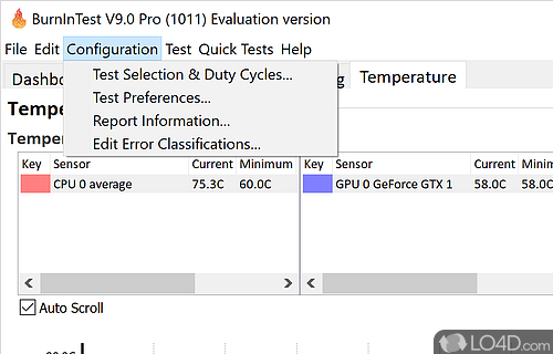 BurnInTest - Screenshot of BurnInTest Professional
