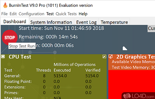 Preset test case configurations - Screenshot of BurnInTest Professional