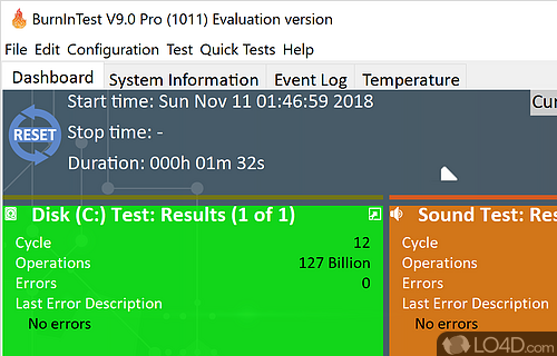 Thoroughly choose custom settings for profiles - Screenshot of BurnInTest Professional