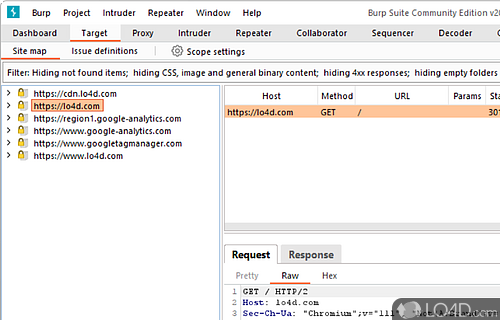 Integrated platform specially intended for users who need to perform security testing of web apps - Screenshot of Burp Suite