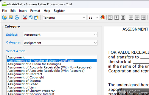 More features and tools - Screenshot of Business Letter Professional