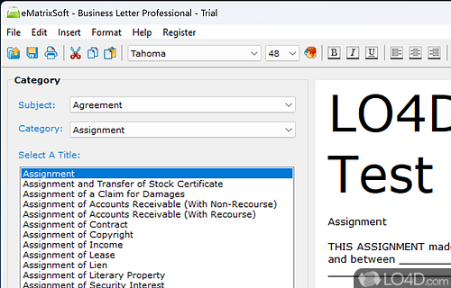 Sleek and clean graphical interface - Screenshot of Business Letter Professional