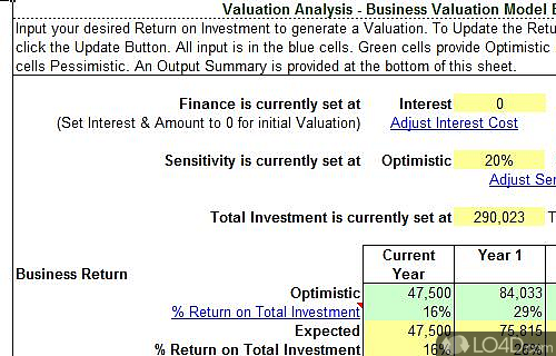 Business Valuation Model Excel Screenshot