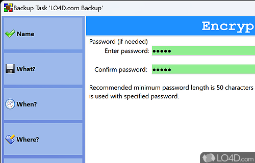 Create a master password for your backups - Screenshot of BUtil