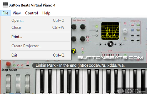 User interface - Screenshot of Virtual Piano