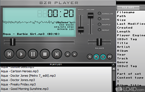 Audio player that features support for playlists, normalizing - Screenshot of BZR Player