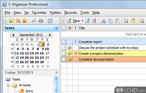 Screenshot of C-Organizer Pro - Fully featured personal information manager tailored to meet the needs of even the most dynamic business man