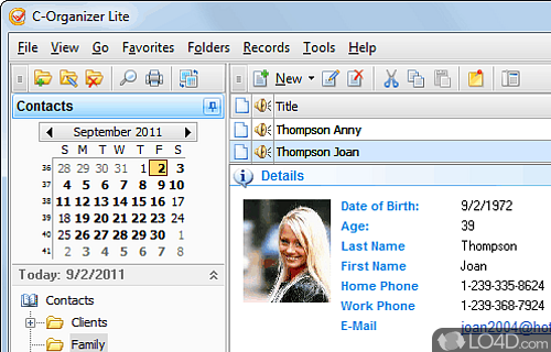 Screenshot of C-Organizer Lite - User interface