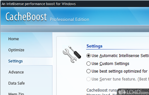 Monitors and displays memory info - Screenshot of CacheBoost Professional