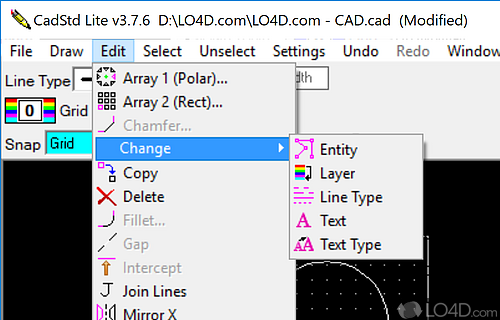 Customize grid and measure objects - Screenshot of CadStd Lite