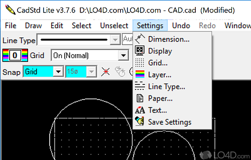 An easy way to create grids and plans - Screenshot of CadStd Lite