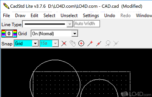 Crete blueprints for construction projects or technical parts using various drawing and measuring tools - Screenshot of CadStd Lite