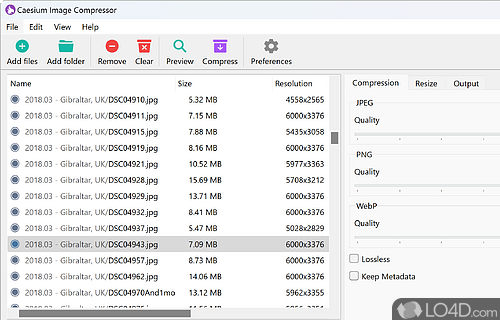 Compress - Screenshot of Caesium Image Compressor