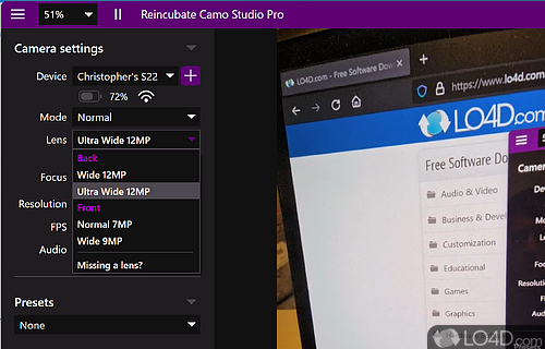 Getting the app up and ready for video/audio forwarding - Screenshot of Camo Studio