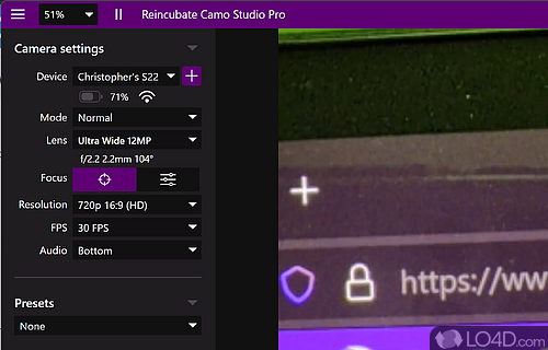 Using the desktop application to control your camera view - Screenshot of Camo Studio