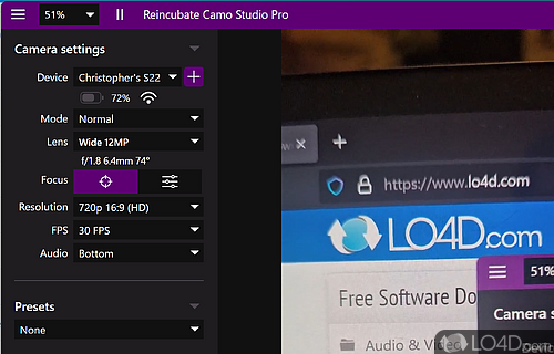 Multi-platform app compatible with well-known desktop - Screenshot of Camo Studio