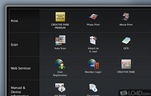 Screenshot of Canon Quick Menu - Centralized management app developed by Canon that can easily start the programs