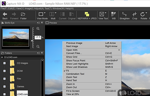 Clear-cut and user-friendly user interface - Screenshot of Capture NX-D