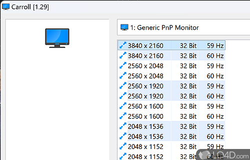 Screenshot of Carroll - Program worth having when you need to set the individual screen resolution for every user