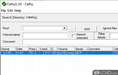 User interface - Screenshot of Cathy