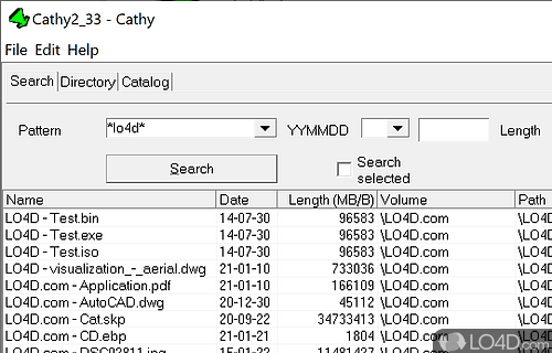 Disk cataloging app - Screenshot of Cathy