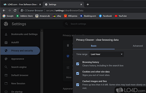 Built-in security system - Screenshot of CCleaner Browser