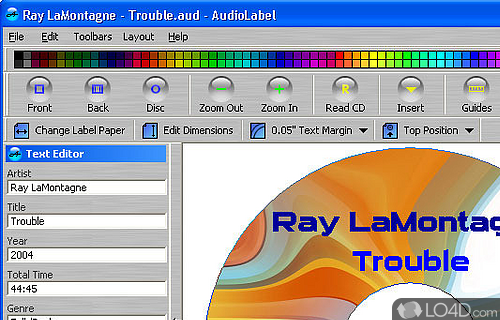 Screenshot of CD and DVD Labeler - User interface