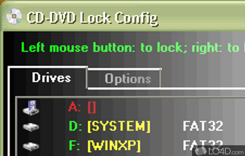 Screenshot of CD-DVD Lock - Hide devices from viewing or lock access to them