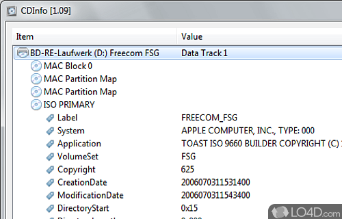 Screenshot of CDInfo - User interface