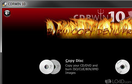 Screenshot of CDRWIN - -looking app dedicated to aiding users in burning audio, video