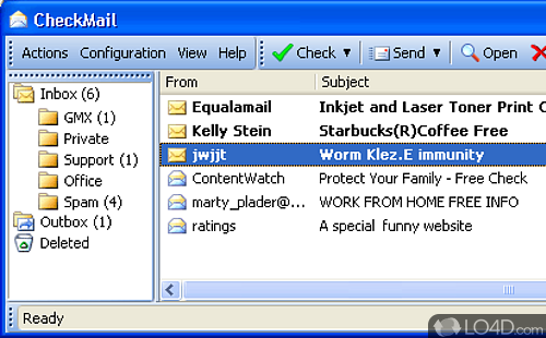 Screenshot of CheckMail - Simple, well-organized interface