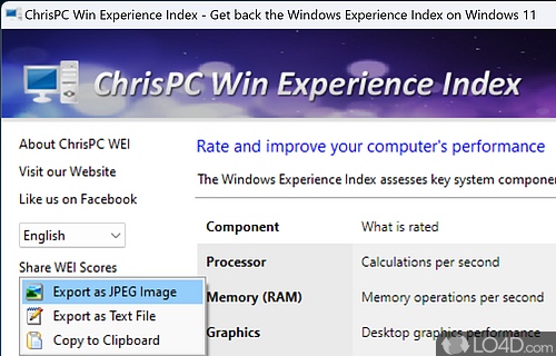 ChrisPC Win Experience Index 7.22.06 for windows download