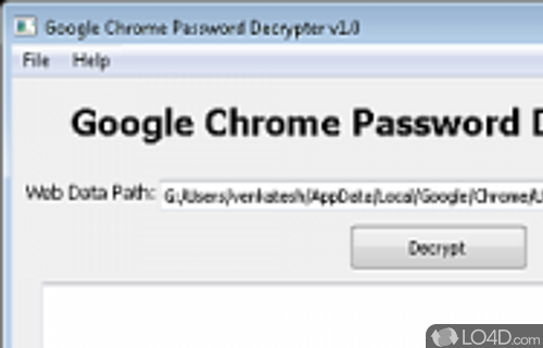 Screenshot of Chrome Password Decrypter - User interface