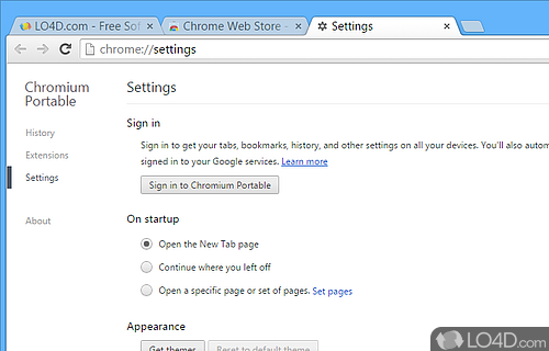 User interface - Screenshot of Chromium Portable