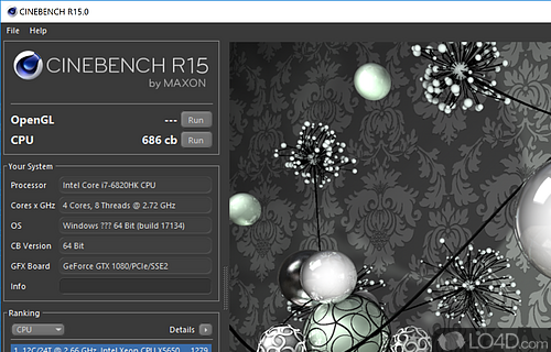 View the performance of video card - Screenshot of Cinebench