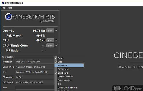 Cross-platform test suite that evaluates your computer`s hardware capabilities - Screenshot of Cinebench