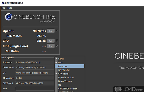 Compare your result with other products - Screenshot of Cinebench