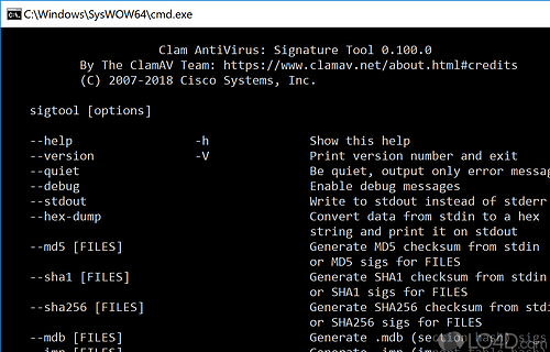 Collection of console tools for performing malware scans - Screenshot of ClamAV