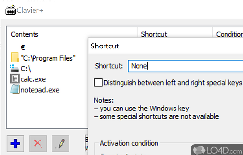 Create custom keyboard shortcuts (hotkeys) to start programs - Screenshot of Clavier+