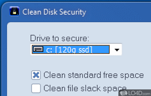 Screenshot of Clean Disk Security - Cleans disks without risking data loss, targeting recent files, the Recycle Bin, temporary folders, Internet cookies