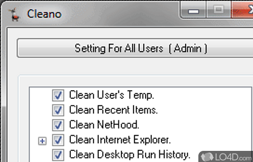 Screenshot of Cleano - Windows's temporary files immediately or on login