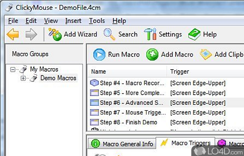 Screenshot of ClickyMouse Free - Provides extensive features for defining mouse actions to record